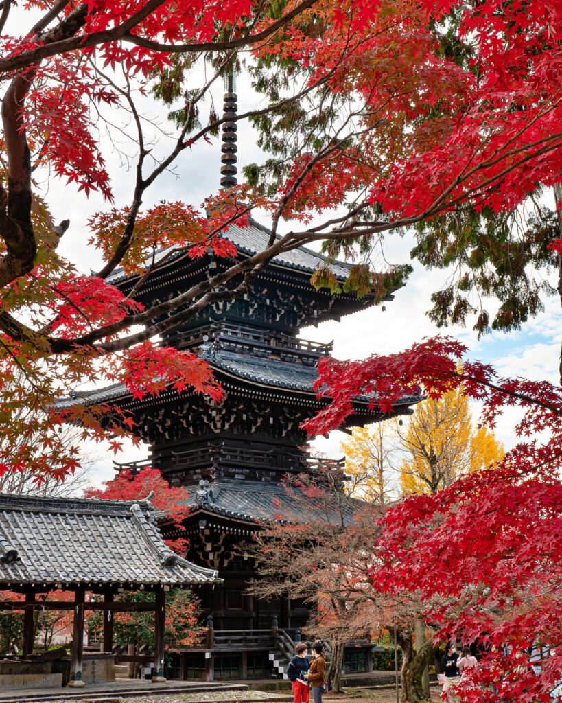 真如堂の紅葉　三重塔