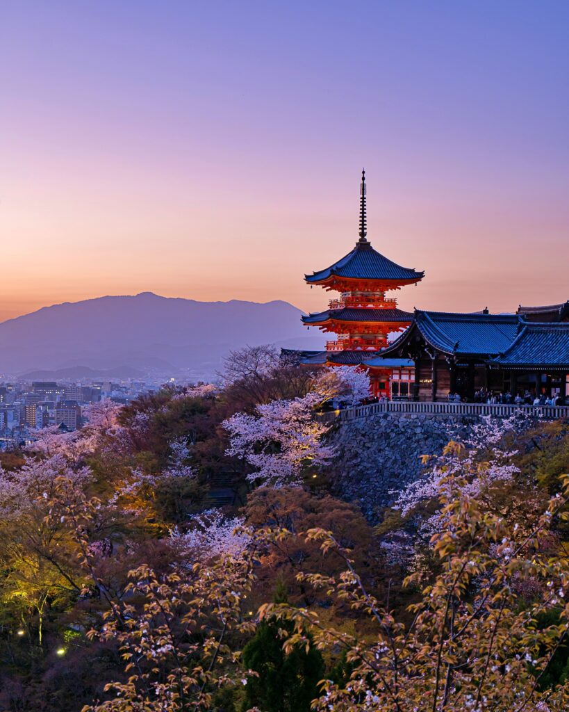 清水寺　桜と夕景